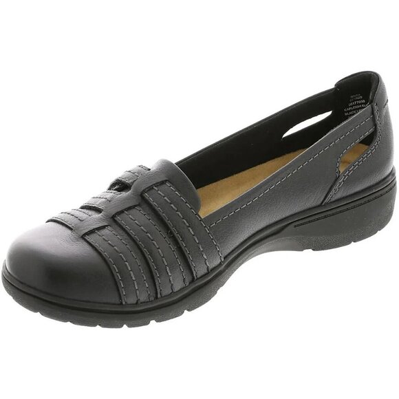 Clarks Carleigh Eliza Triple-Strap Flats Women's Navy Size 11N Leather Slip On - Picture 4 of 5